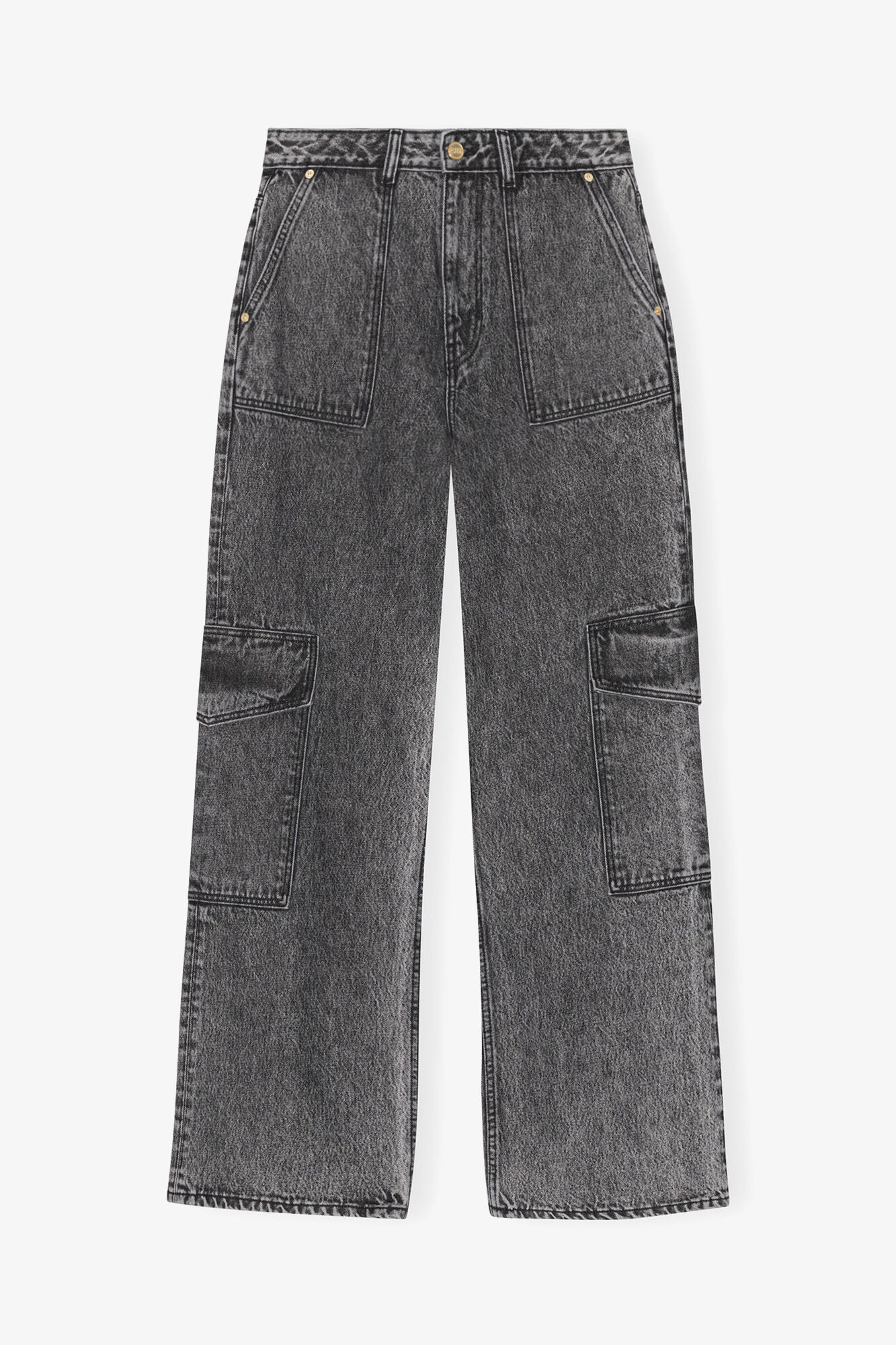 Jeans Angi noir d&eacute;lav&eacute;, Organic Cotton, in colour Black Washed - 1 - GANNI