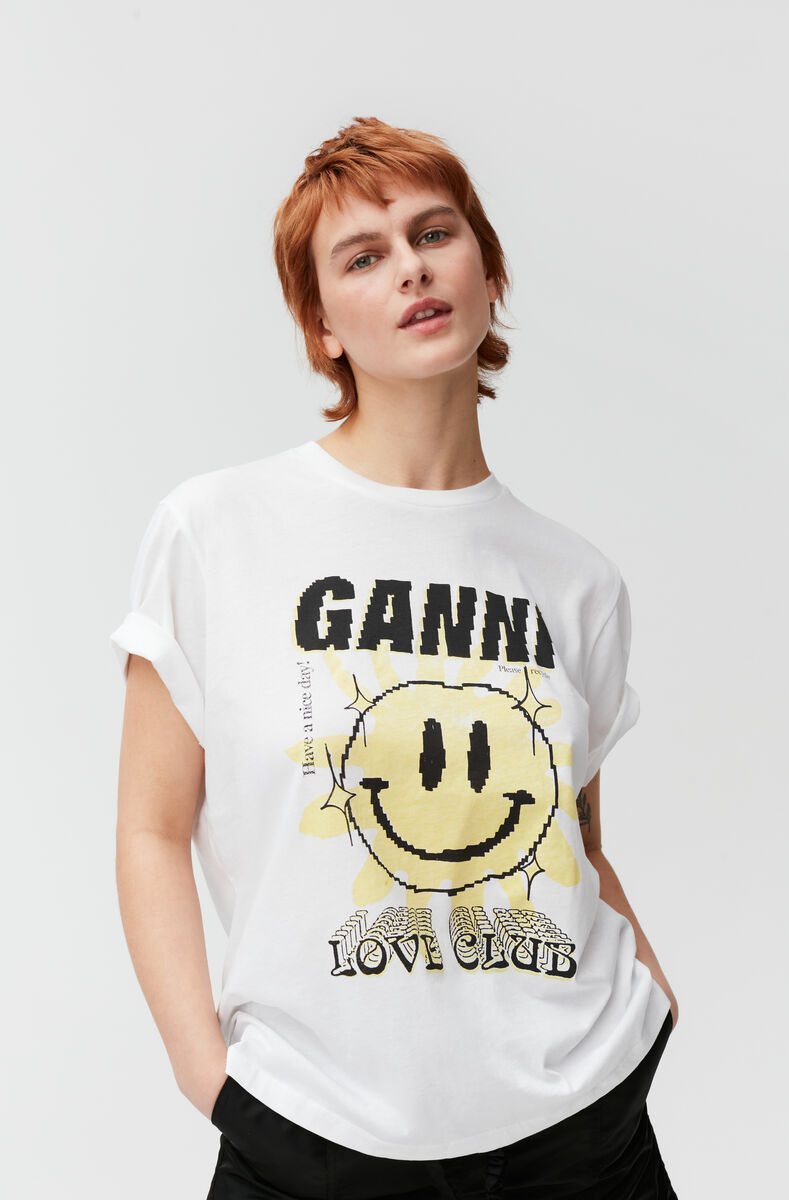 Love Club T-shirt, Cotton, in colour Bright White - 4 - GANNI