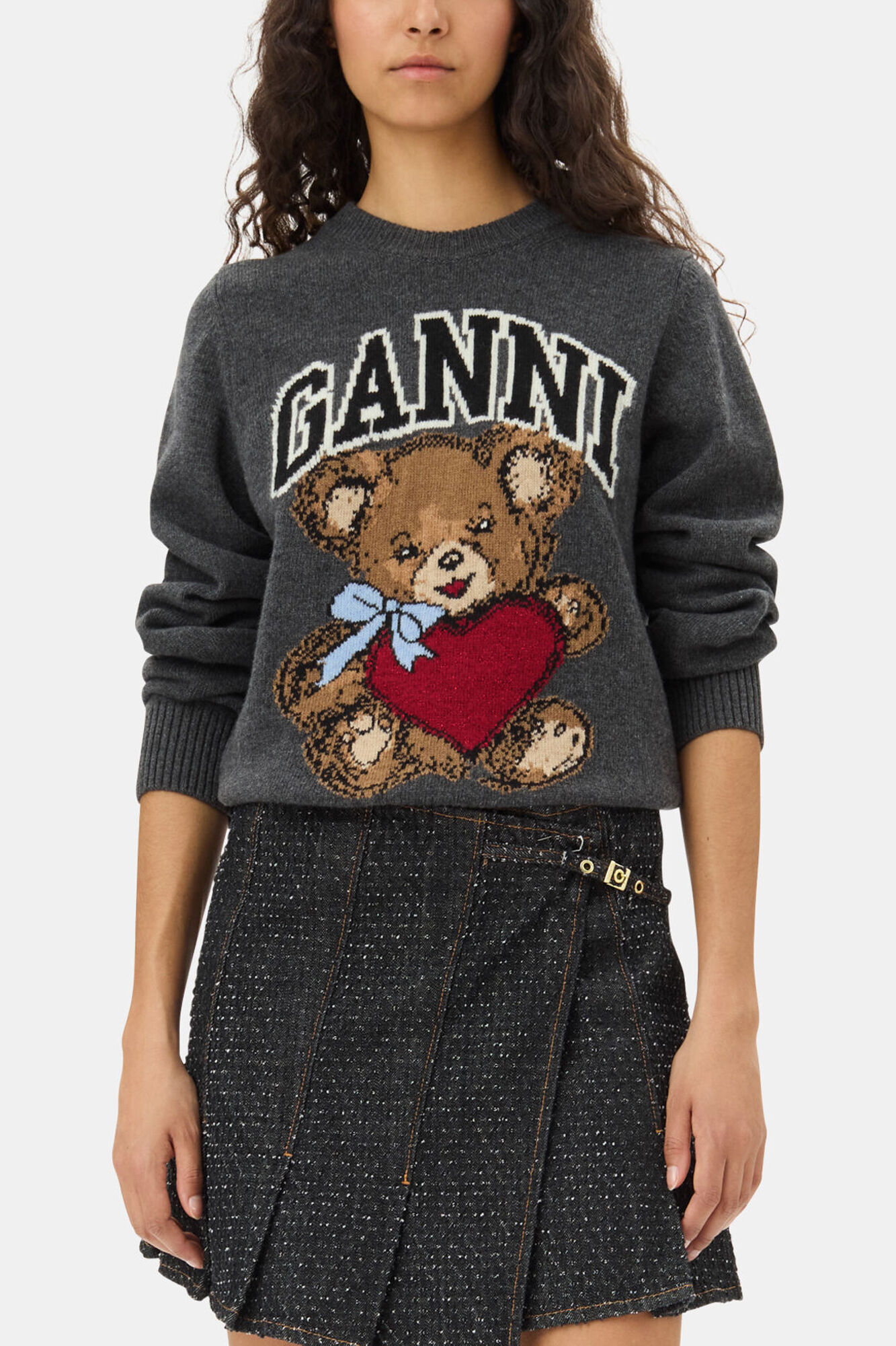 Gray Quill Dark Grey Graphic Bear Jumper | GANNI (Global) CA