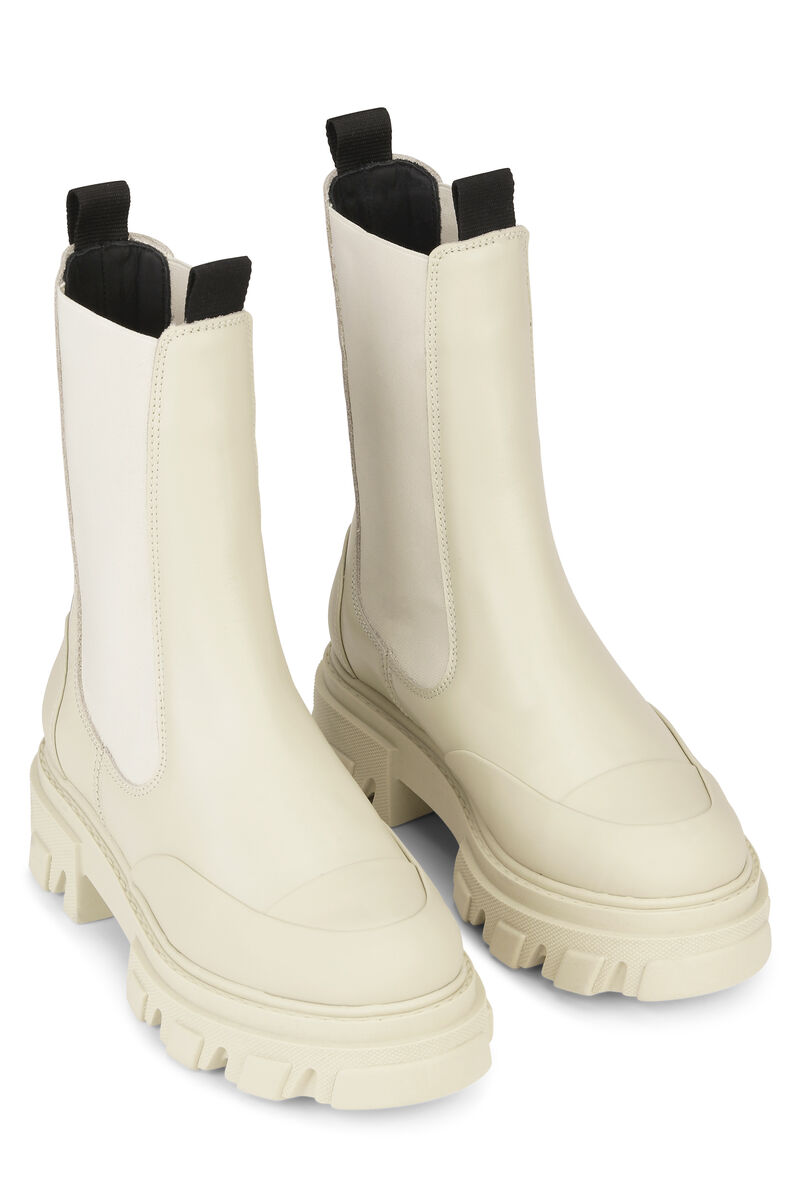 Chelsea Boots, Leather, in colour Oyster Gray - 2 - GANNI