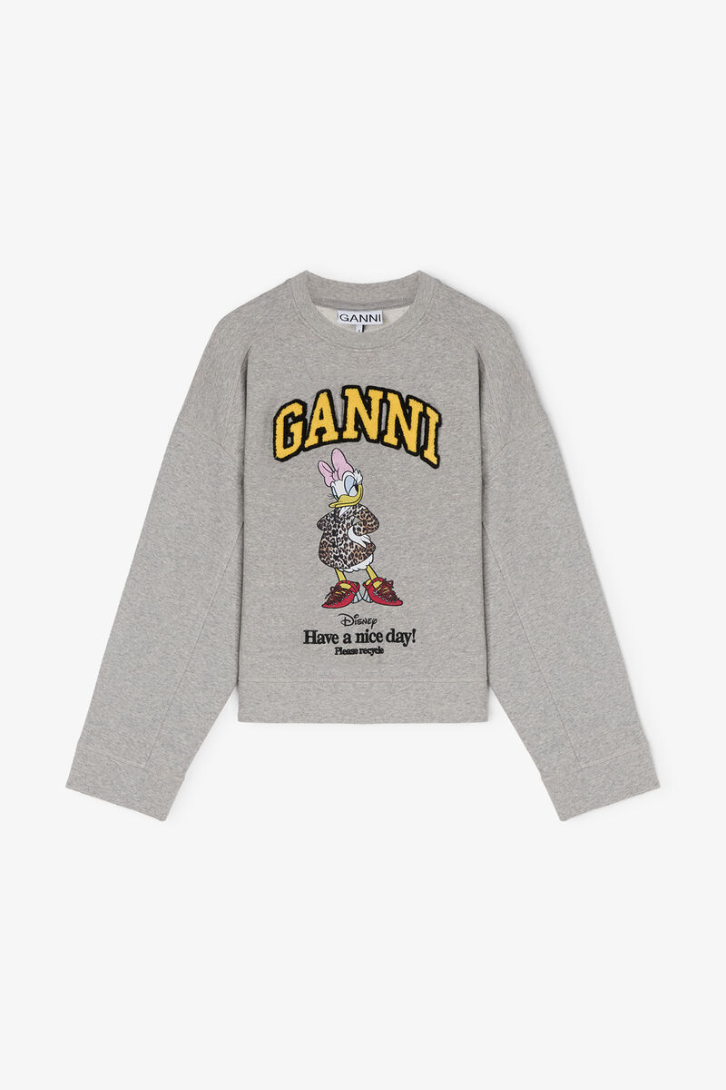 Daisy Duck Grey Sweatshirt, Organic Cotton, in colour Paloma - 1 - GANNI