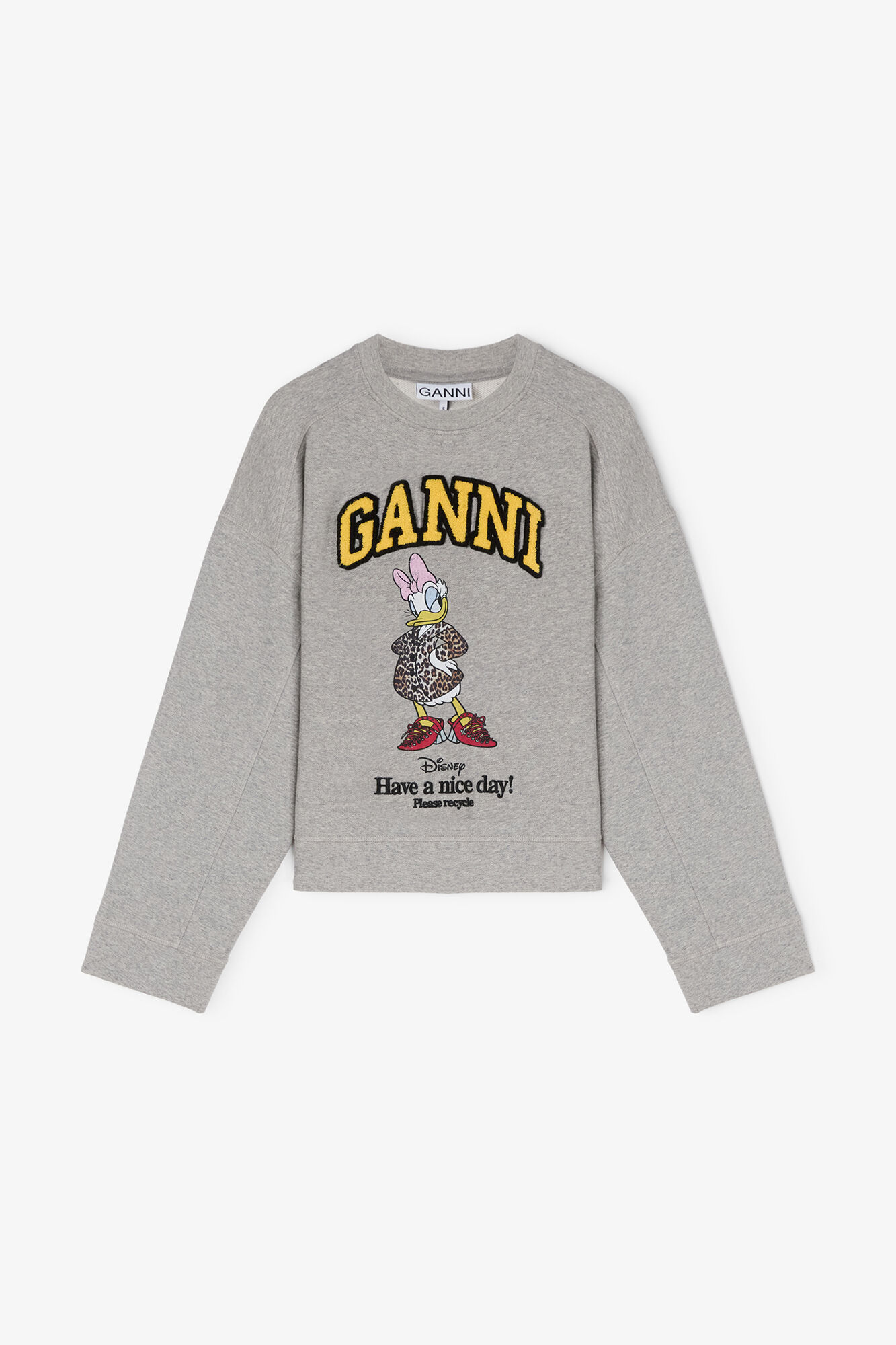 Daisy Duck Grey Sweatshirt, Organic Cotton, in colour Paloma - 1 - GANNI