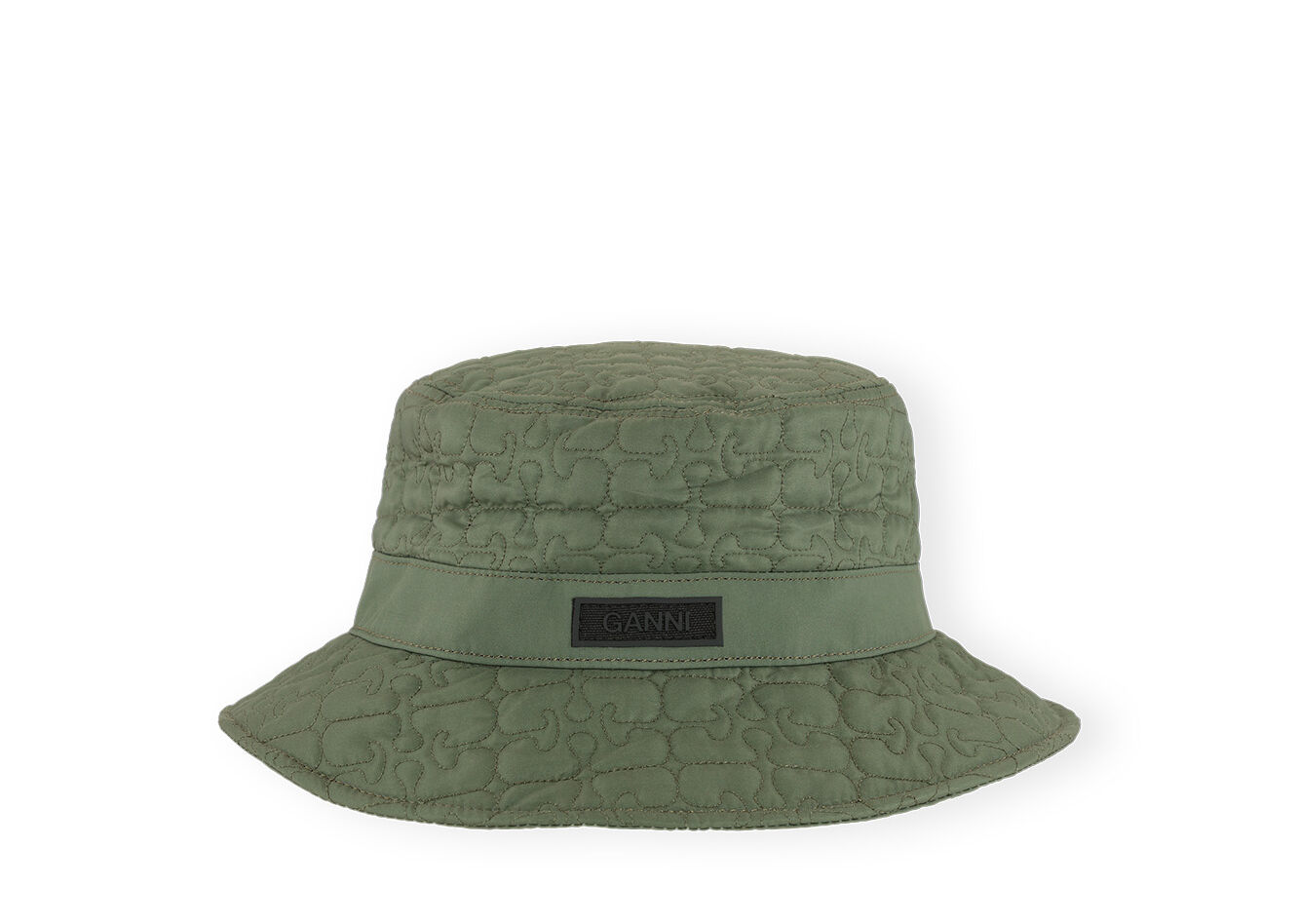 Green Quilted Tech Bucket Hat, Recycled Polyester, in colour Kalamata - 1 - GANNI