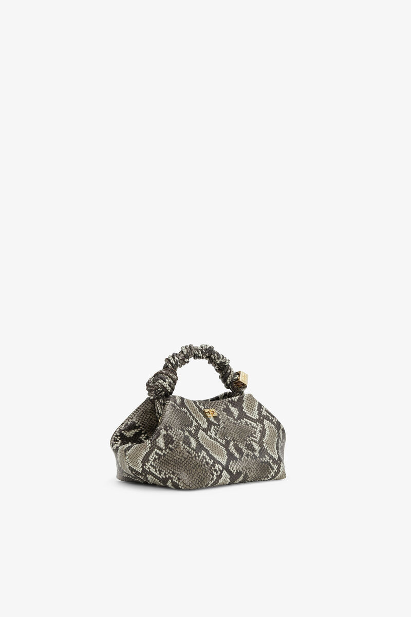 Snake Small Bou Bag, Recycled Leather, in colour Egret - 2 - GANNI