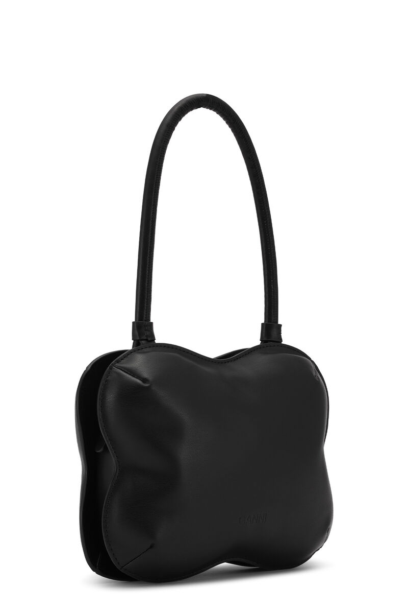 Schwarz Schmetterlings-Tasche mit Griff, Polyester, in colour Black - 2 - GANNI