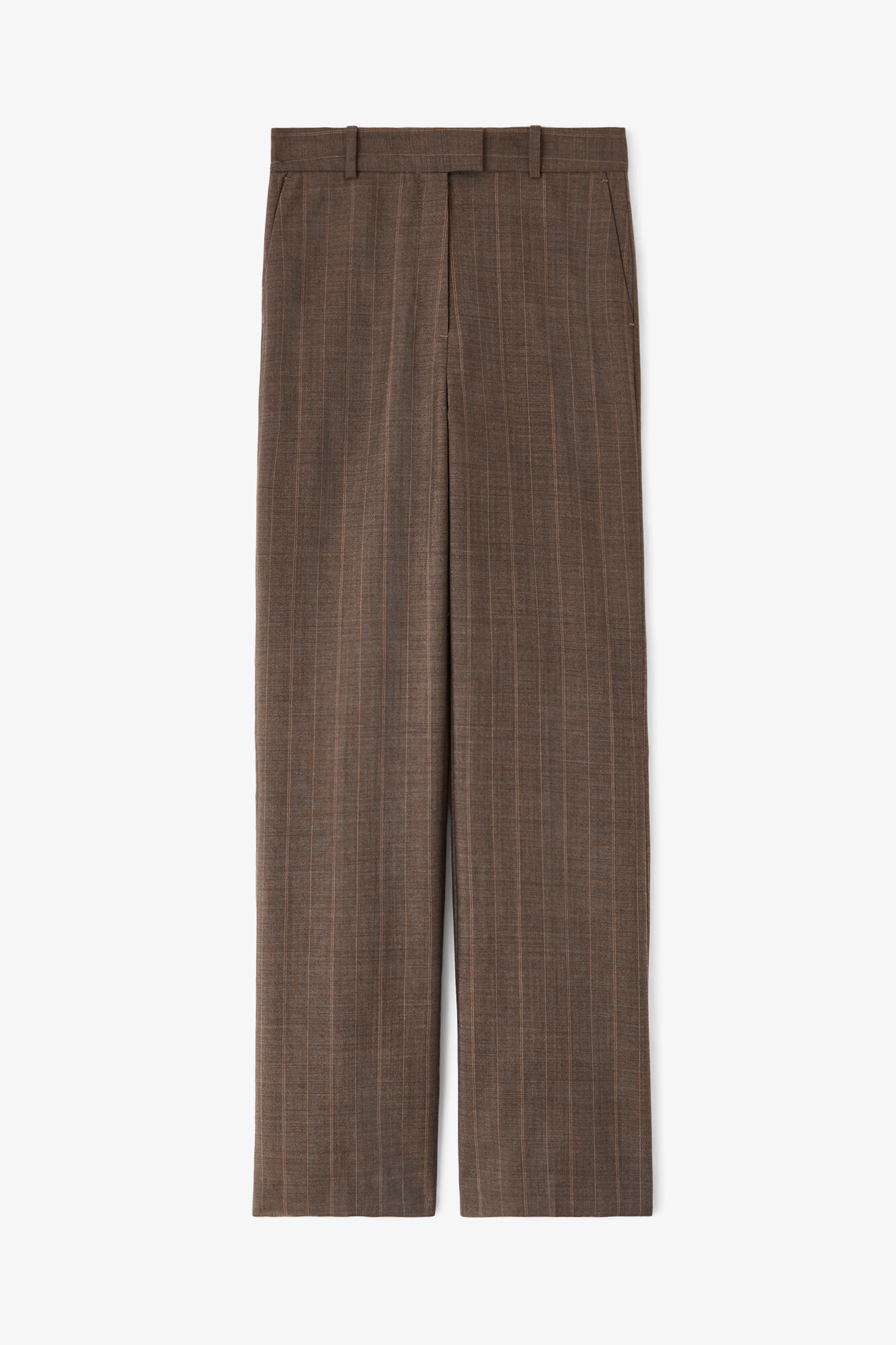 Trousers in Brown Pinstripe Wool | GANNI