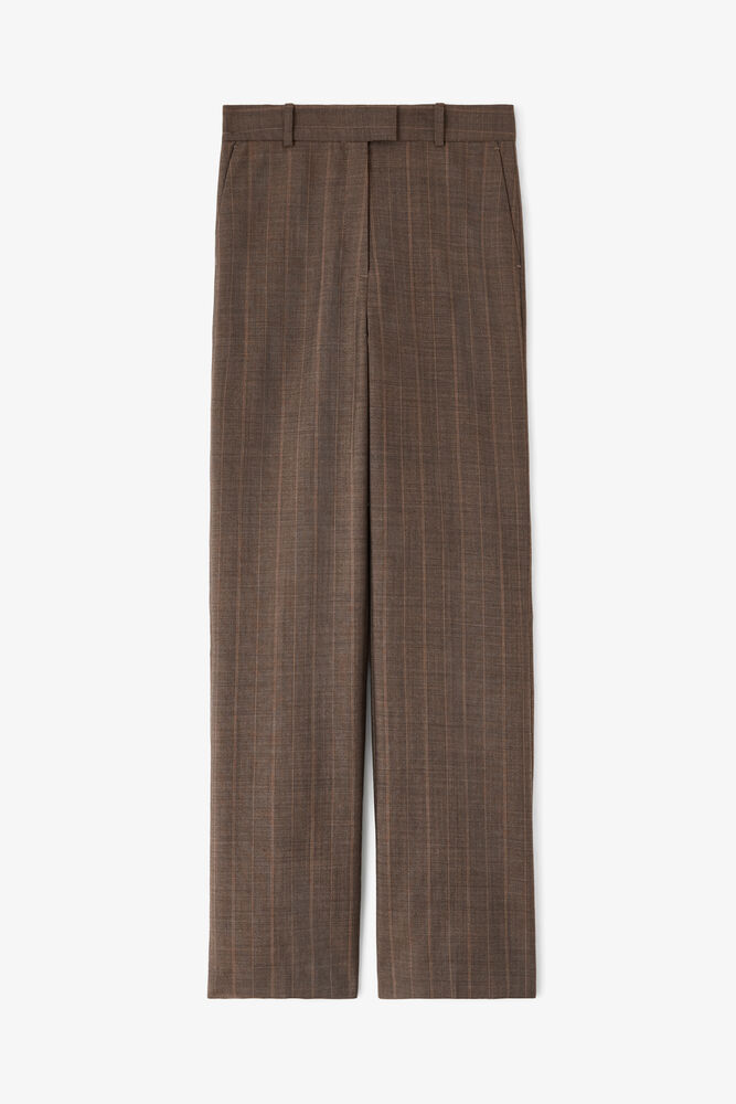Trousers in Brown Pinstripe Wool, Rain Drum