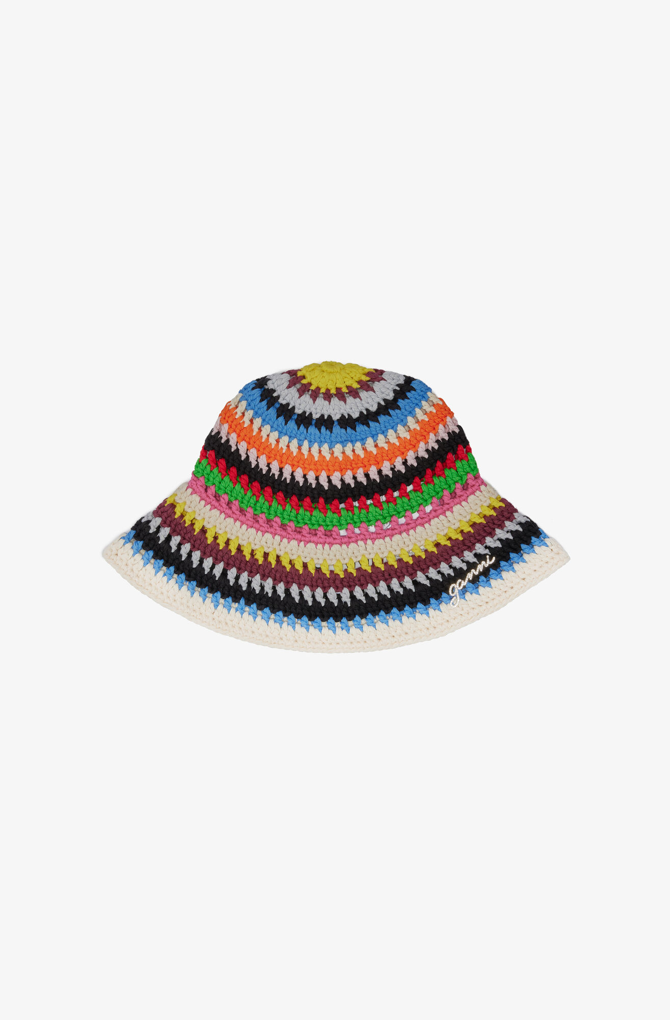 Multicolour Crochet Bucket Hat, Cotton, in colour Multicolour - 1 - GANNI