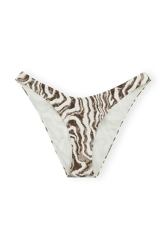 Recycled Printed Lowrise Wave Bikini Briefs, Egret