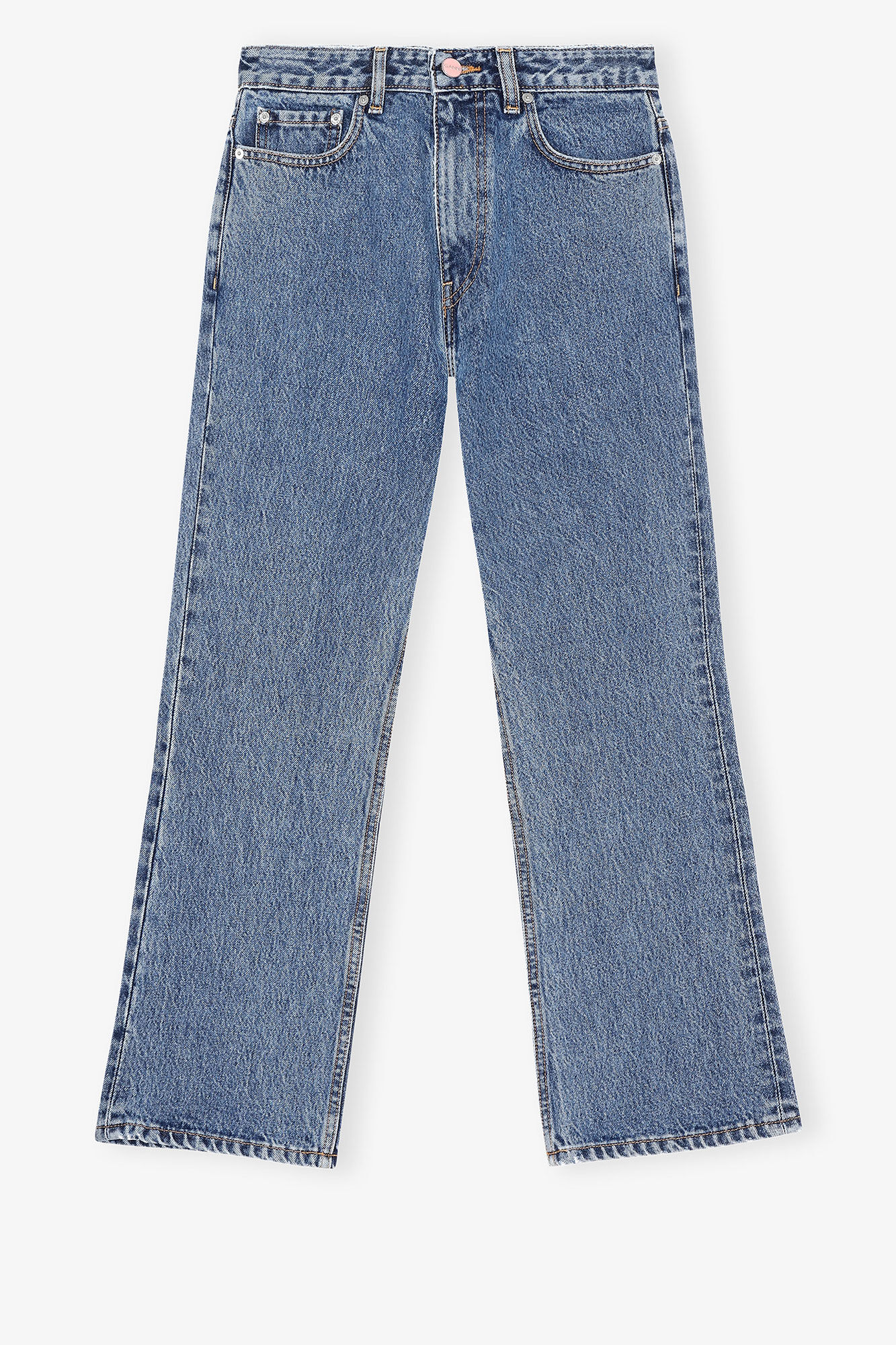 Betzy Cropped Jeans, Cotton, in colour Mid Blue Stone - 1 - GANNI