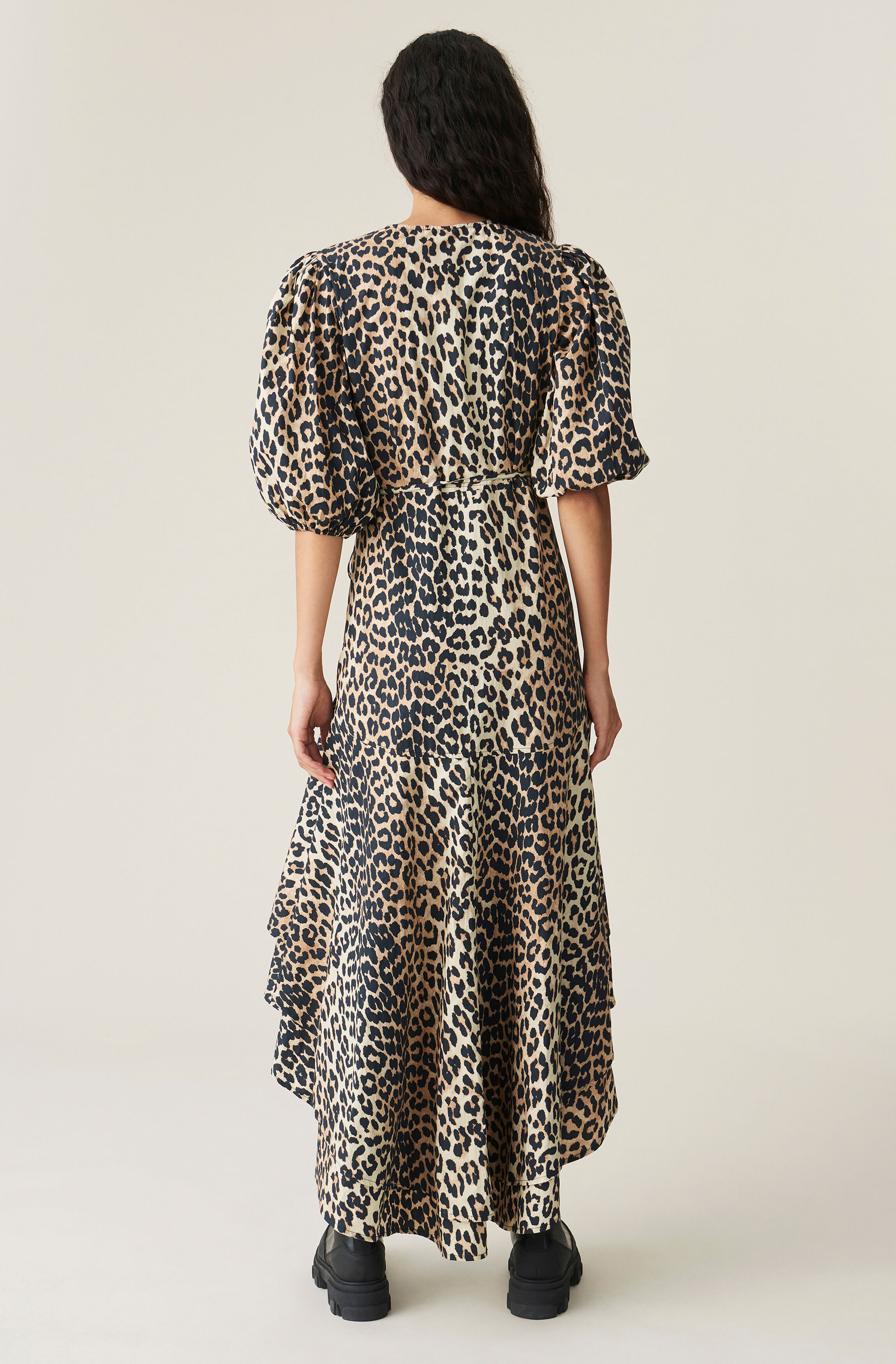 ganni printed cotton poplin kjole