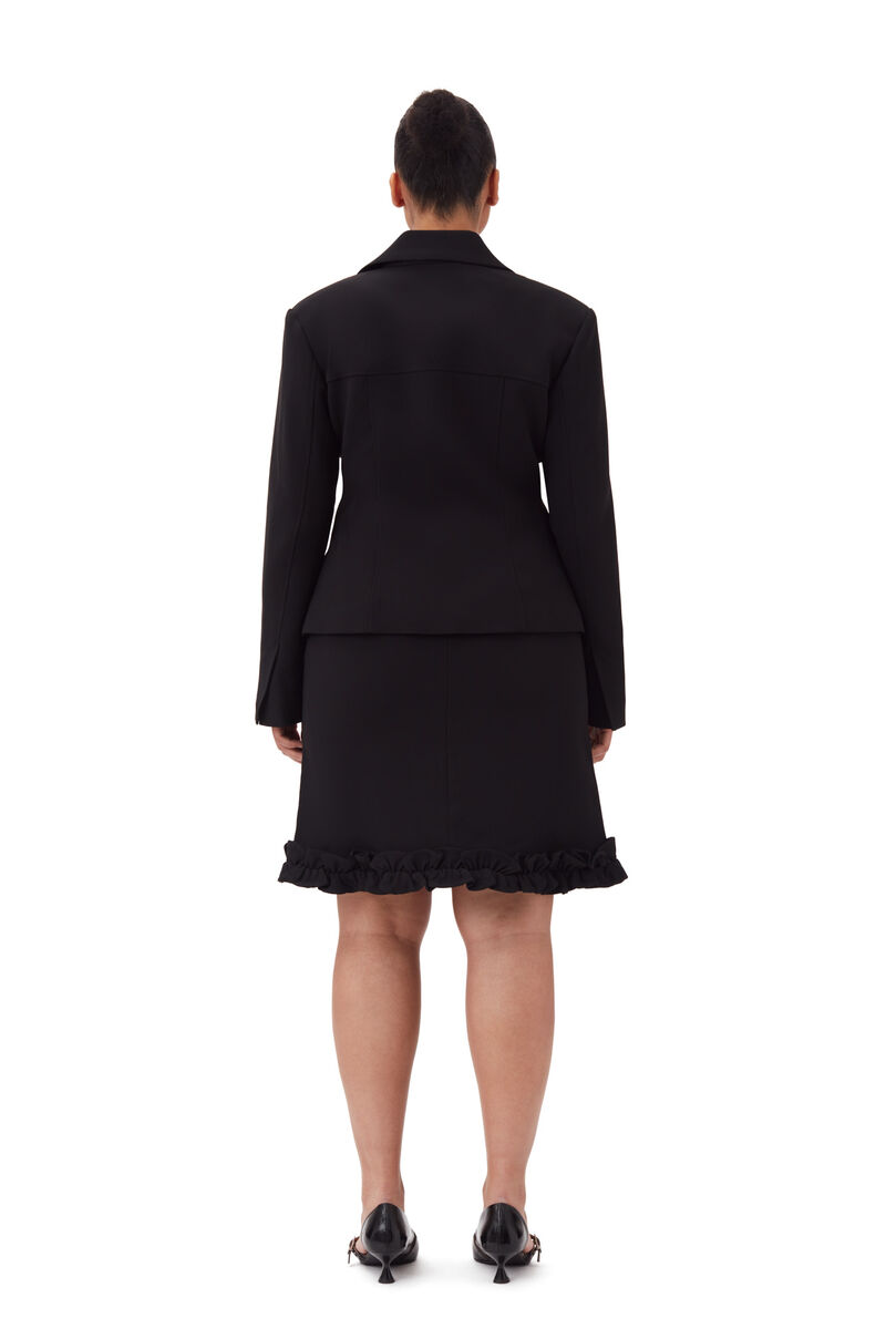 Black Bonded Crepe Skirt, Polyester, in colour Black - 7 - GANNI
