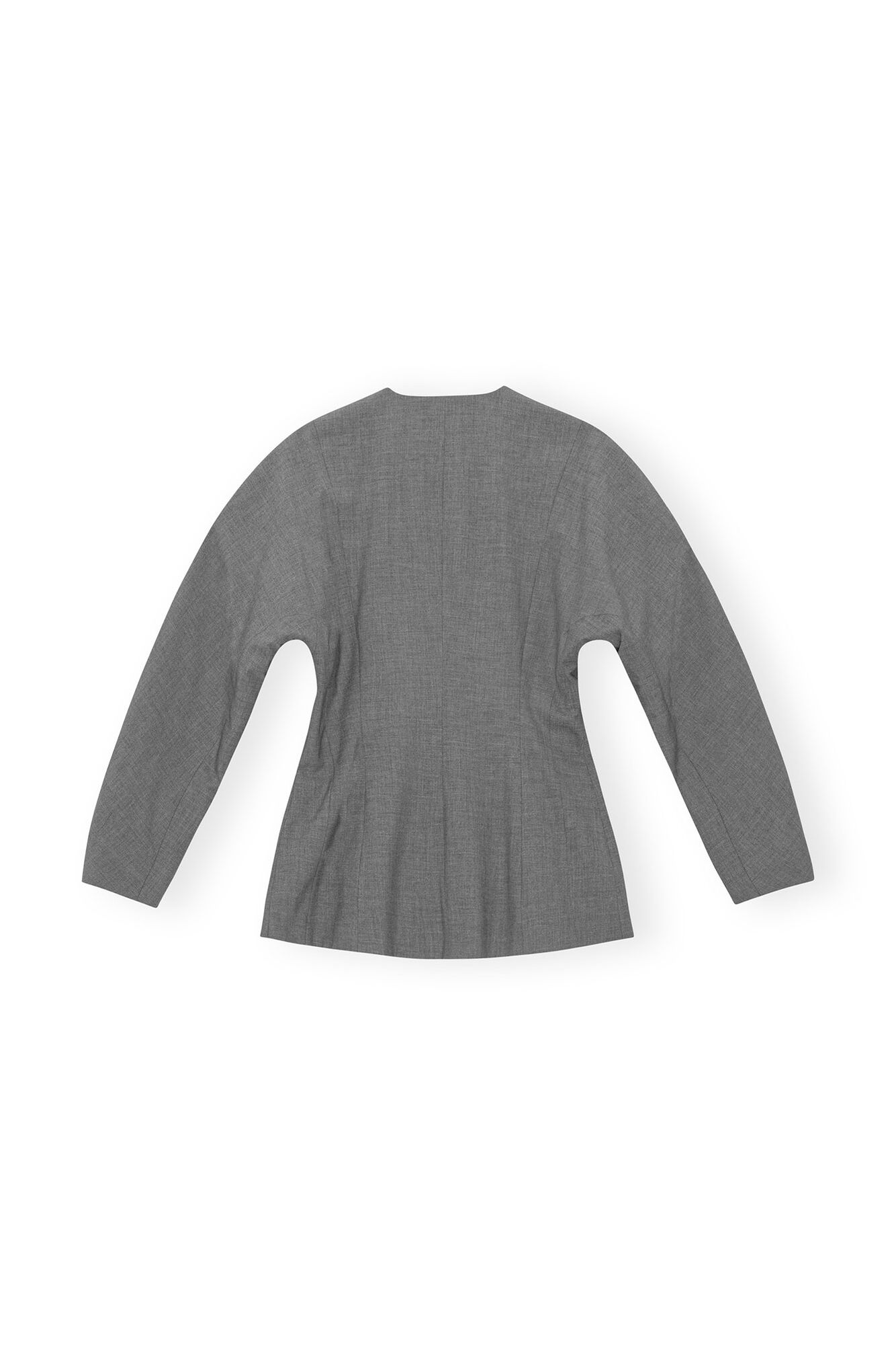 Grey Drapey Melange Fitted Blazer, Elastane, in colour Paloma Melange - 2 - GANNI