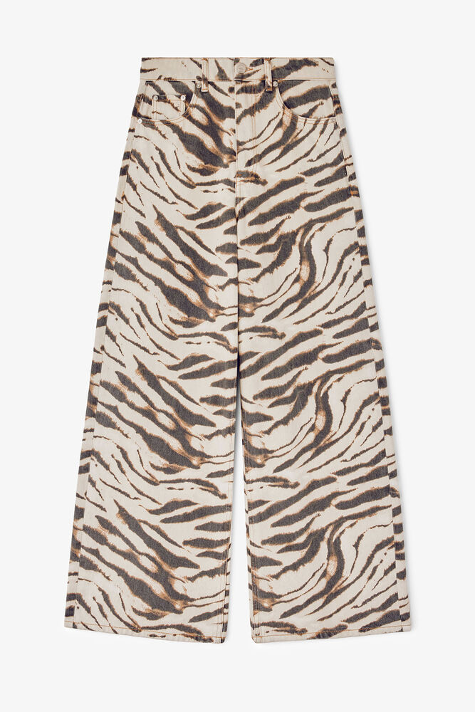 Lari Wide Jeans in Zebra Denim, Egret