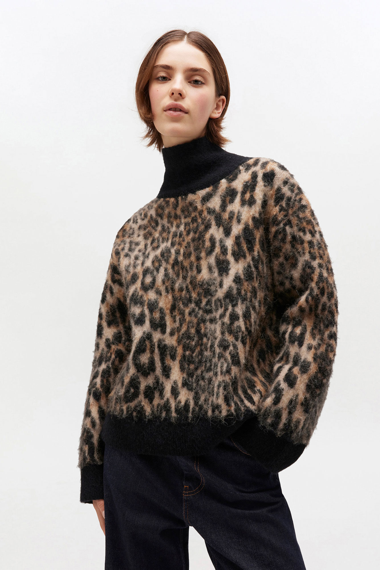 Pull léopard à dos ouvert, in colour Leopard - 1 - GANNI
