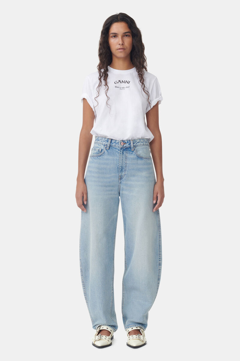 Light Blue Stary Jeans, Cotton, in colour Light Blue Vintage - 1 - GANNI