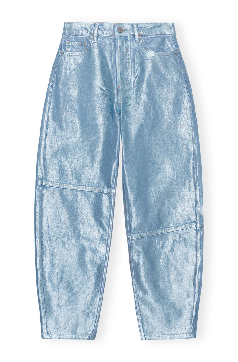 Blue Foil Stary Jeans, Cotton, in colour Heather - 1 - GANNI