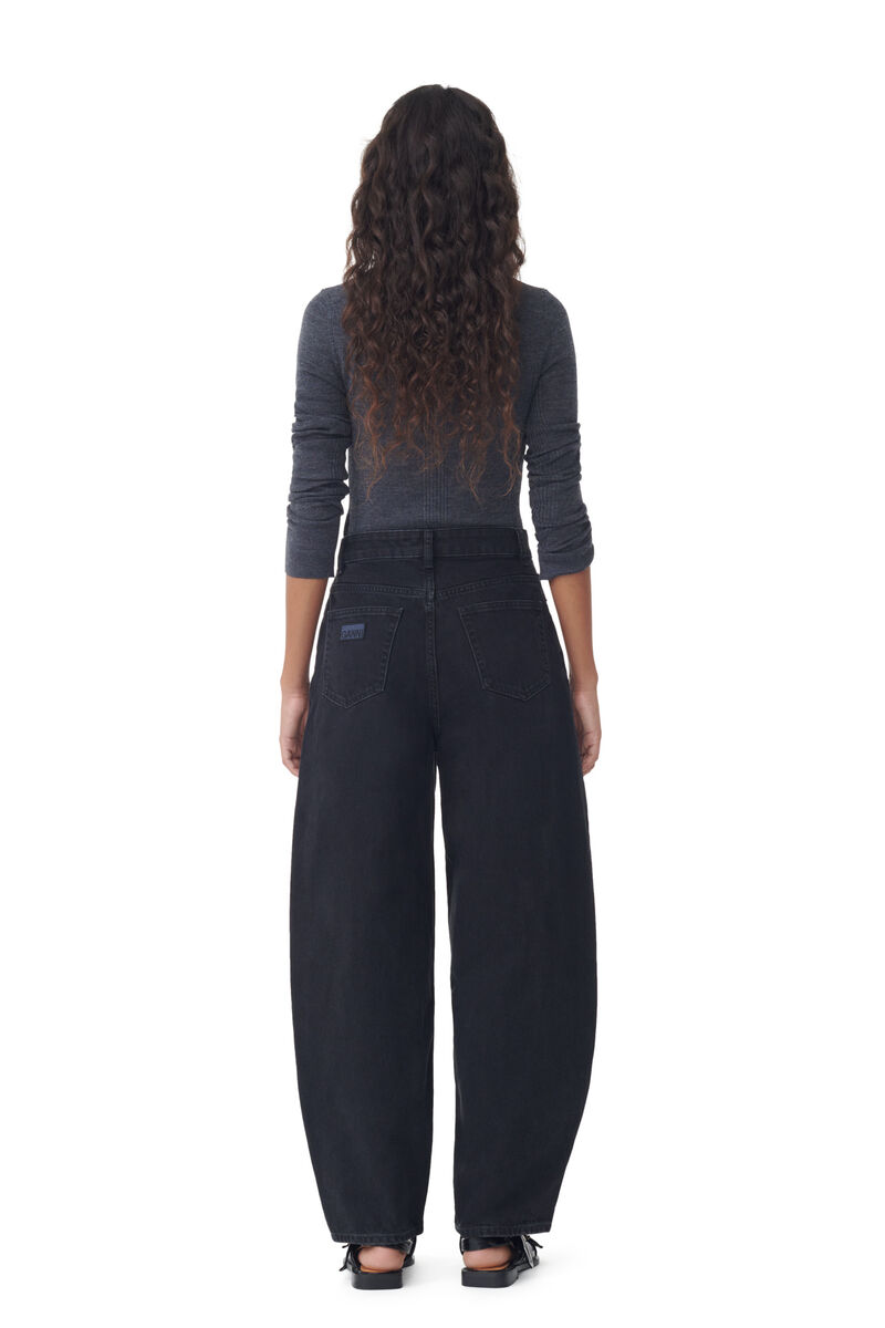 Schwarz gewaschene Stary-Jeans , Cotton, in colour Washed Black/Black - 3 - GANNI