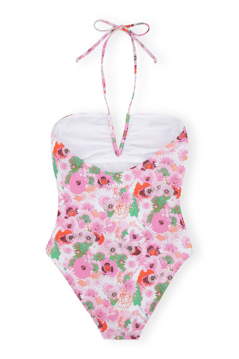 Printed V-string Swimsuit, Elastane, in colour Sugar Plum - 2 - GANNI