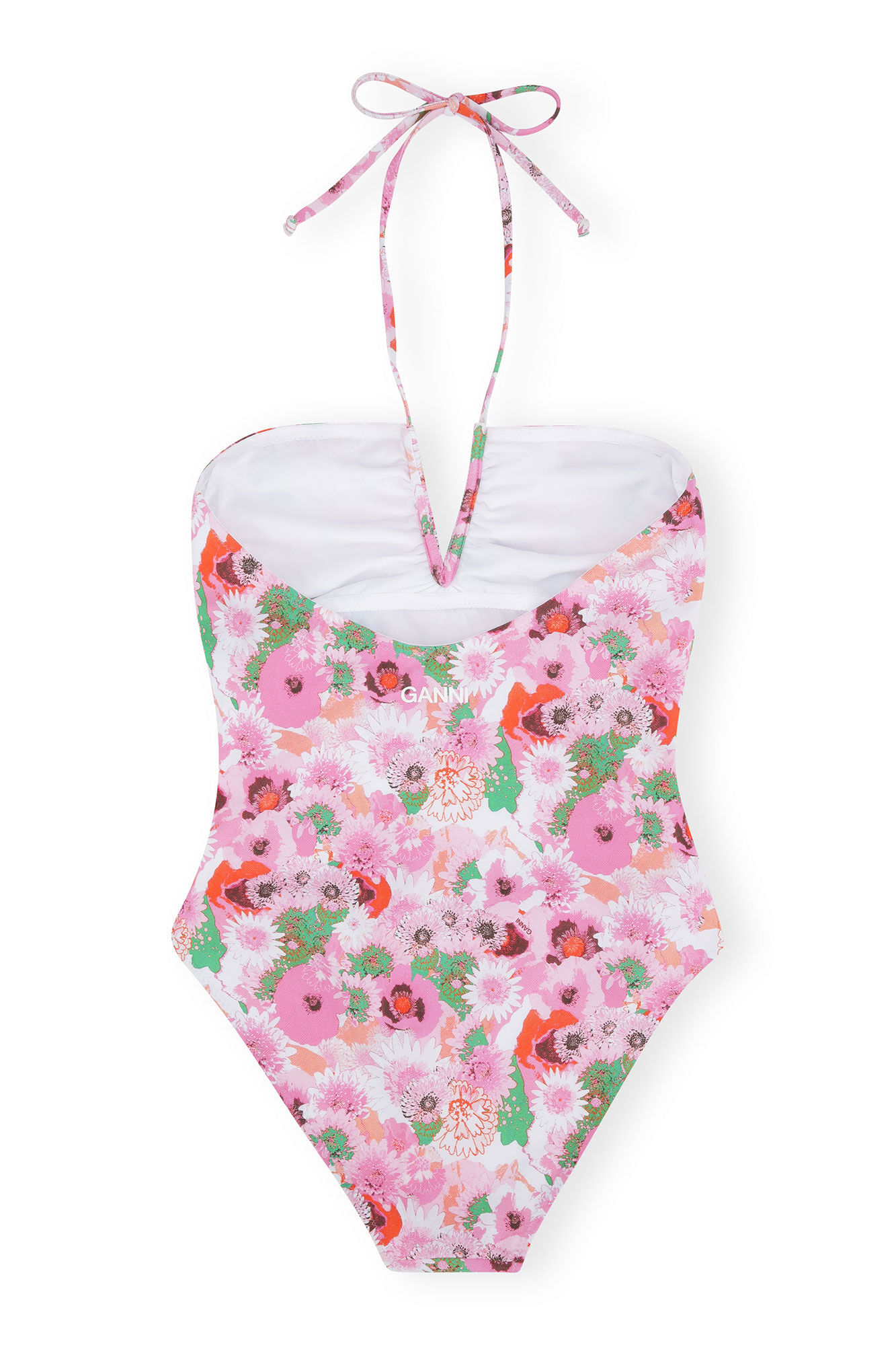 Printed V-string Swimsuit, Elastane, in colour Sugar Plum - 2 - GANNI