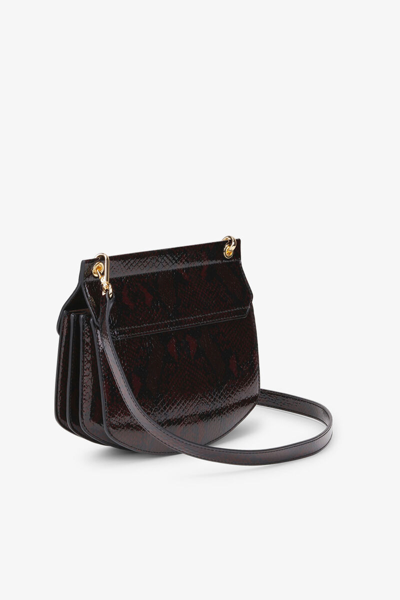 Burgundy Snake Small Apo-G Bag, Polyester, in colour Dark Burgundy - 2 - GANNI