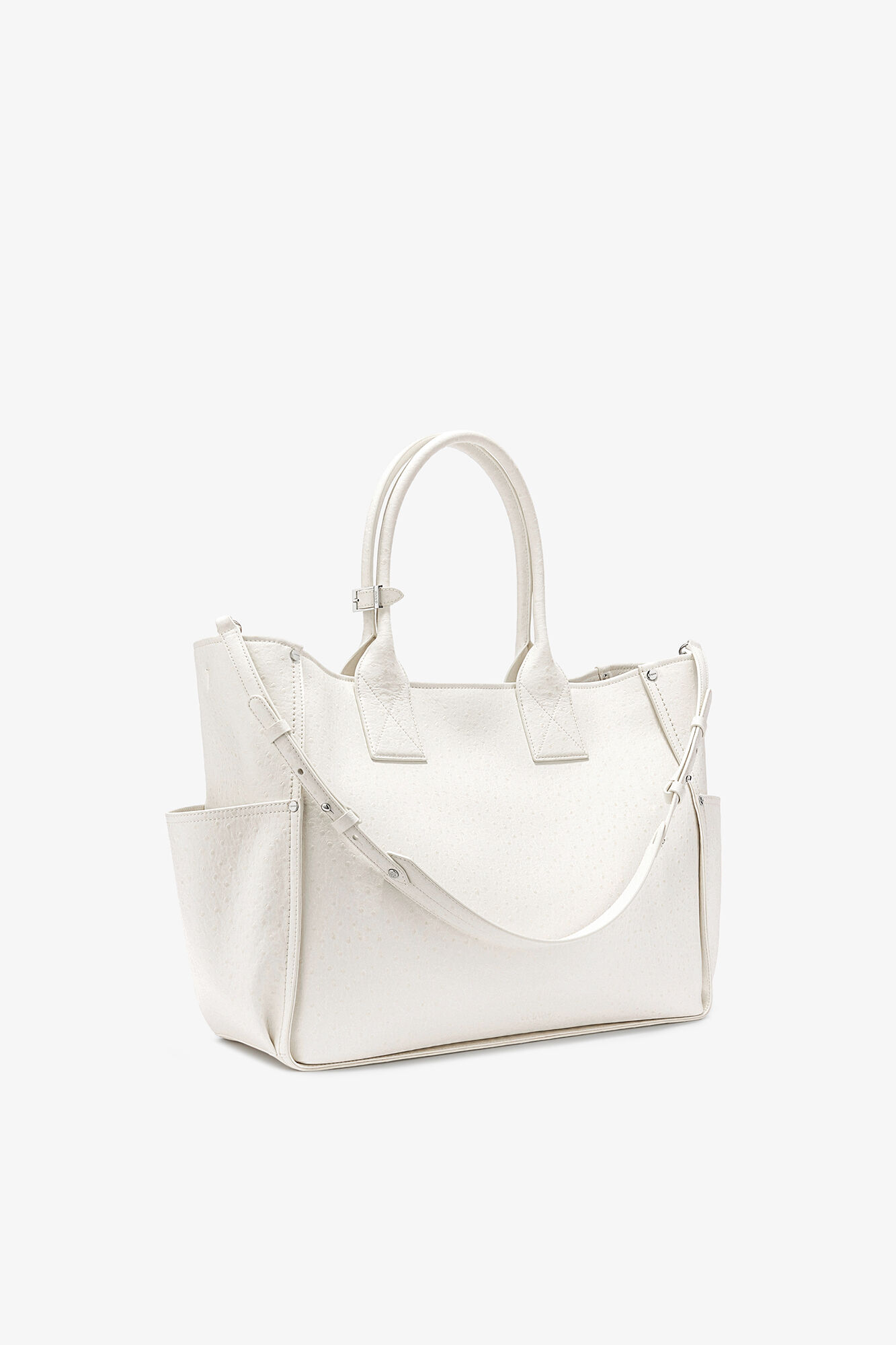 Posy Bag in White Ostrich, Recycled Polyester, in colour Egret - 2 - GANNI