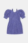 Open V-Neck Mini Dress, Polyamide, in colour Blue Iris - 2 - GANNI