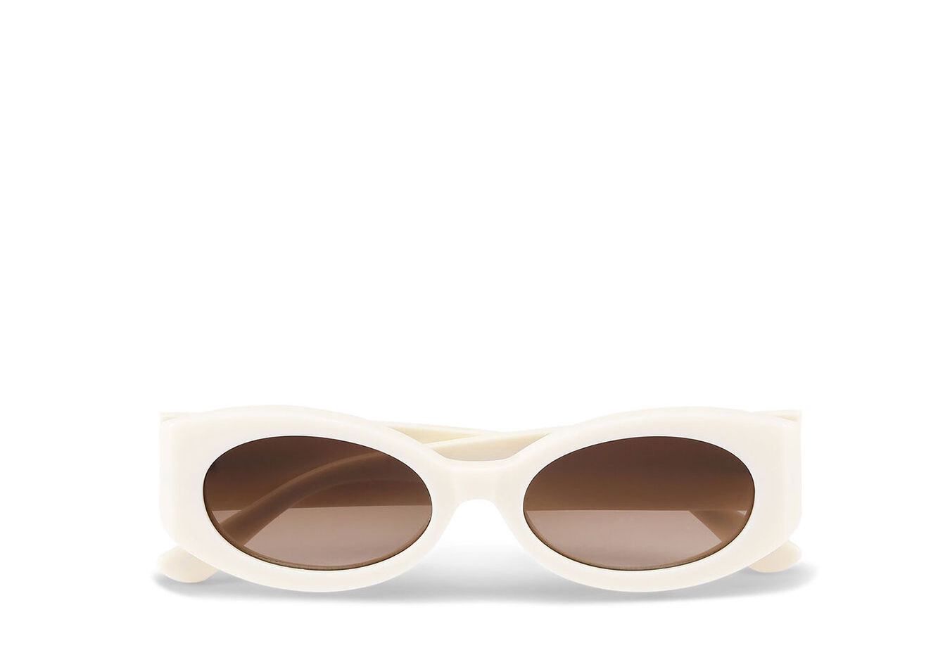 Oval Sunglasses, Acetate, in colour Egret - 1 - GANNI