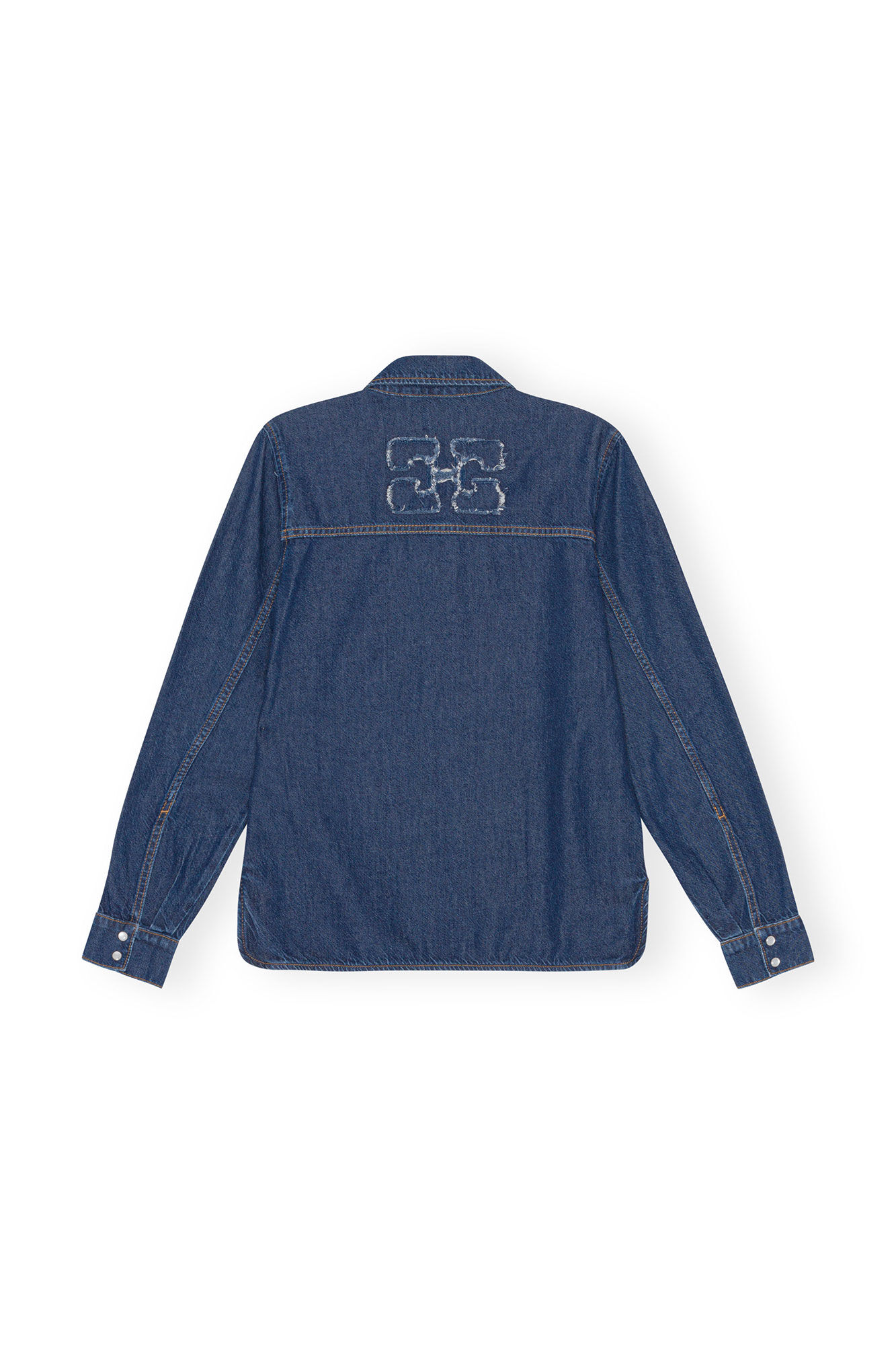 Re-Cut Denim Shirt, Lyocell, in colour Mid Blue Stone - 2 - GANNI