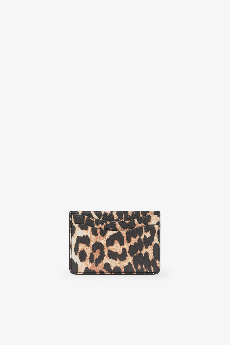 Leopard Grained Bou Card Holder, in colour Almond Milk - 2 - GANNI