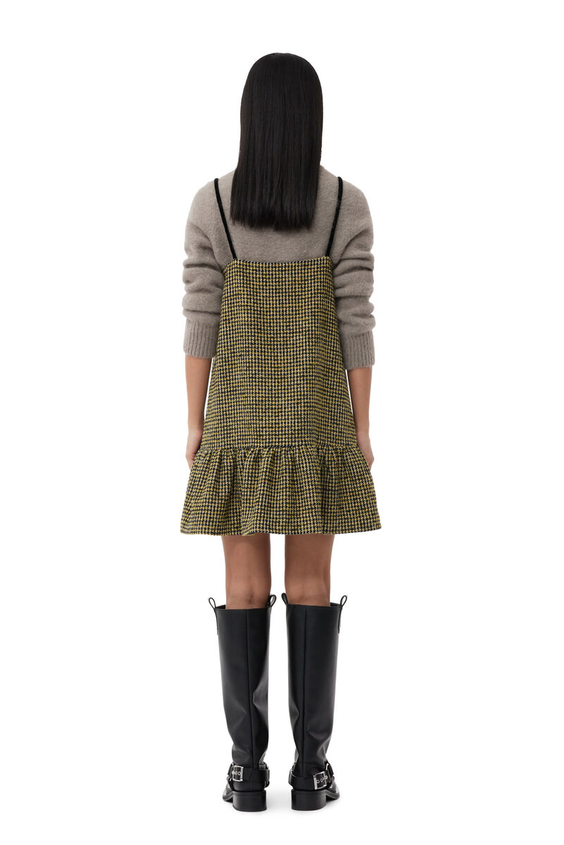 Checkered Woollen Mini-kjole, Acryl, in colour Blazing Yellow - 2 - GANNI