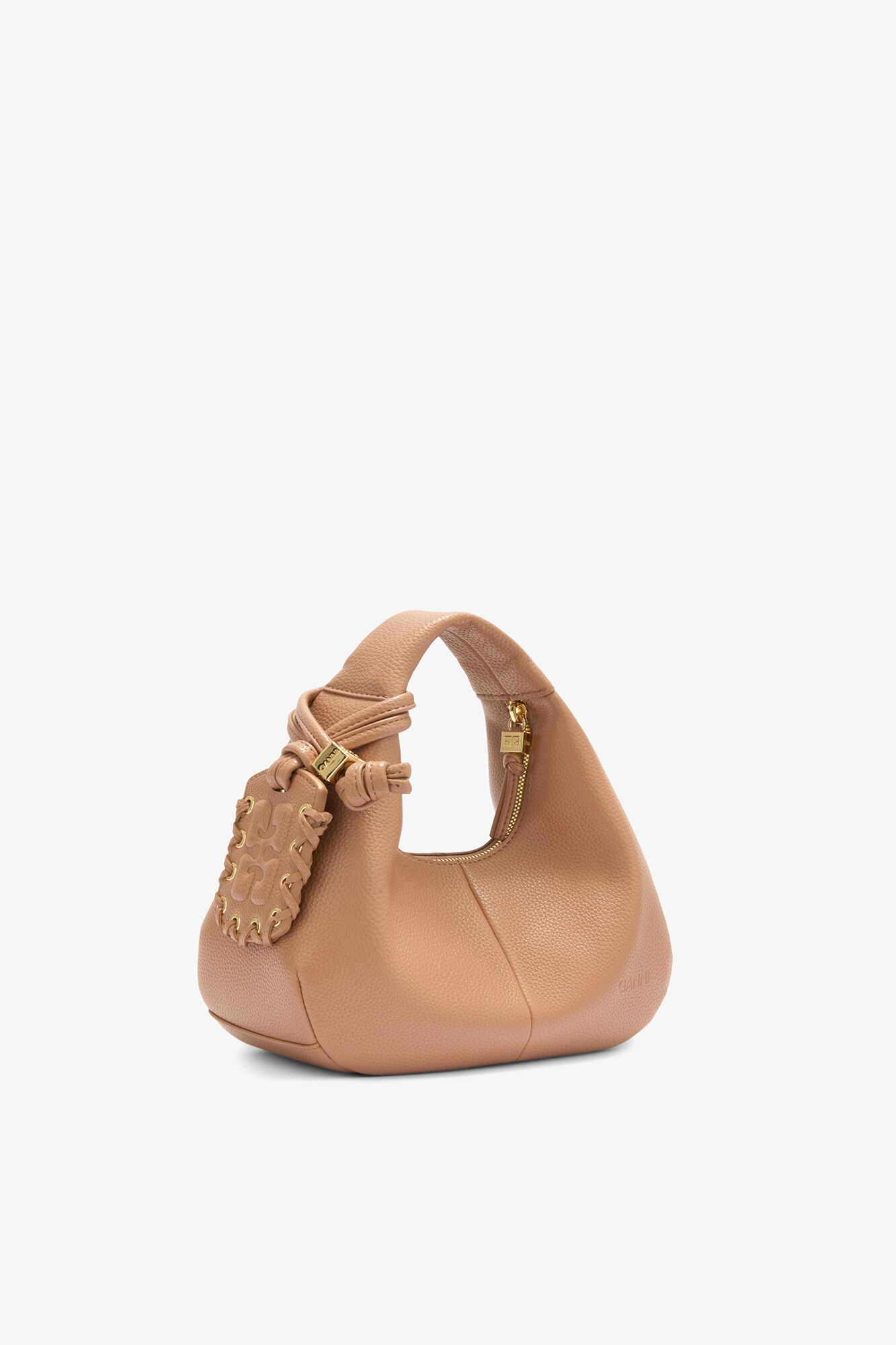 Tawny Birch Mini Hobo Bag in Grained Brown | GANNI US