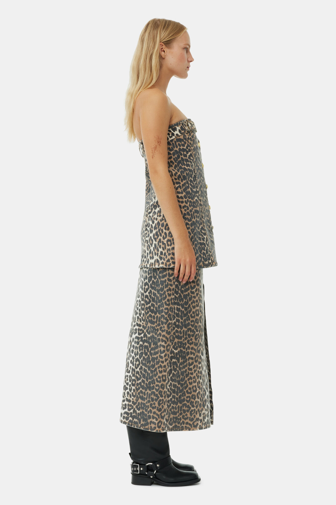 Leopard Denim-Topp, Cotton, in colour Leopard - 3 - GANNI