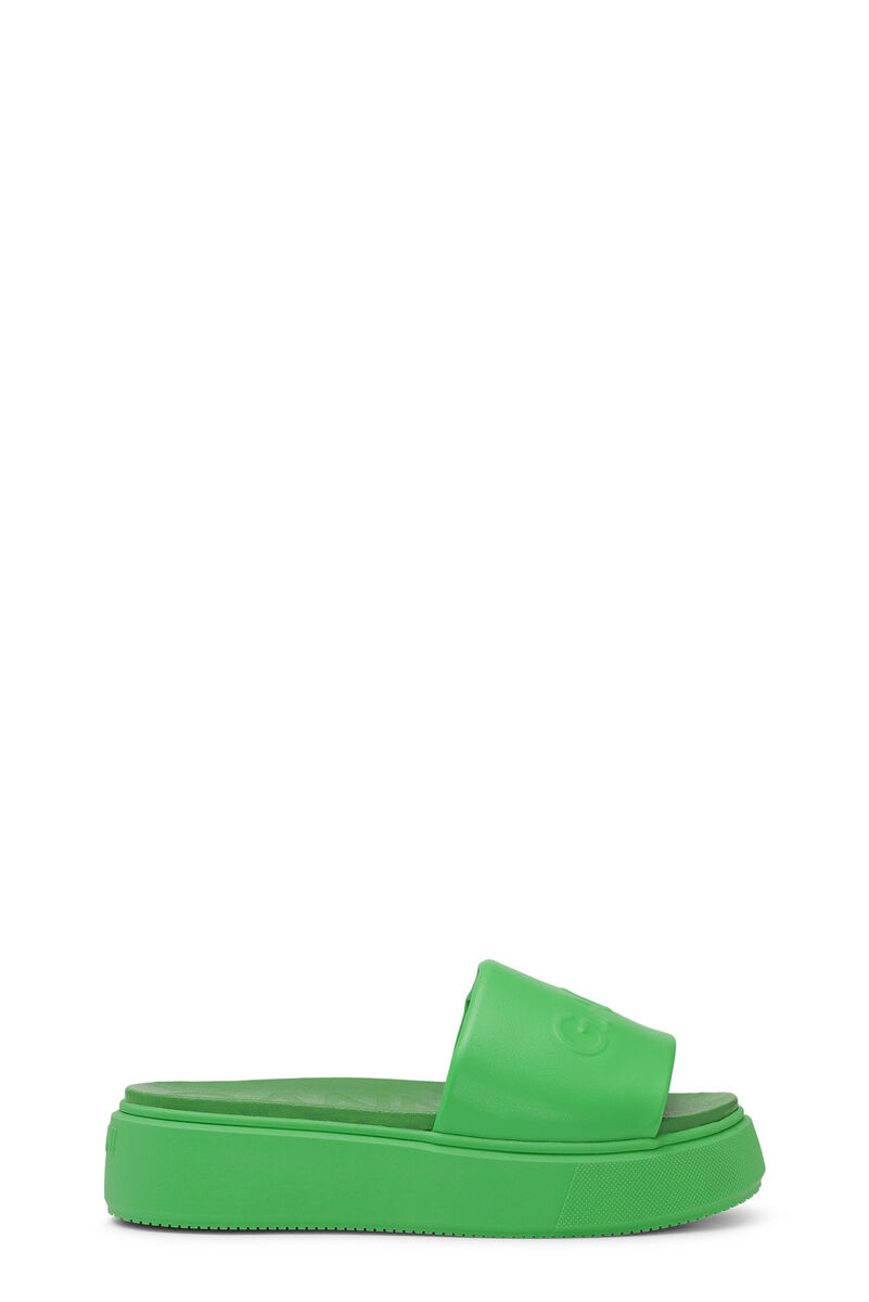 VEGEA™ Slide Sandals, Vegan Leather, in colour Kelly Green - 1 - GANNI