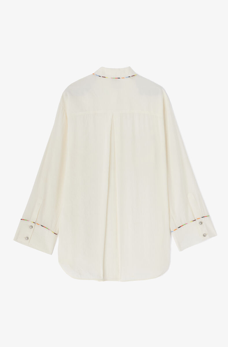 Chemise raglan en modal fluide, Modal, in colour Egret - 2 - GANNI