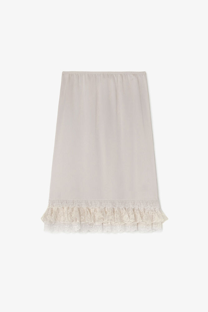 Skirt in Frill Satin, Egret