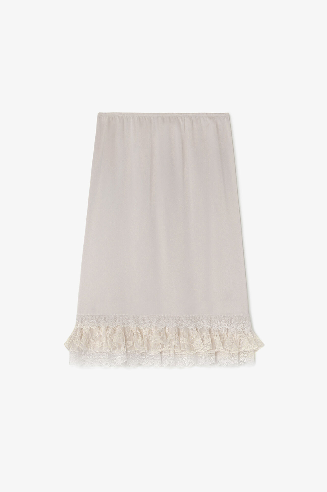Skirt in Frill Satin, Acetate, in colour Egret - 1 - GANNI