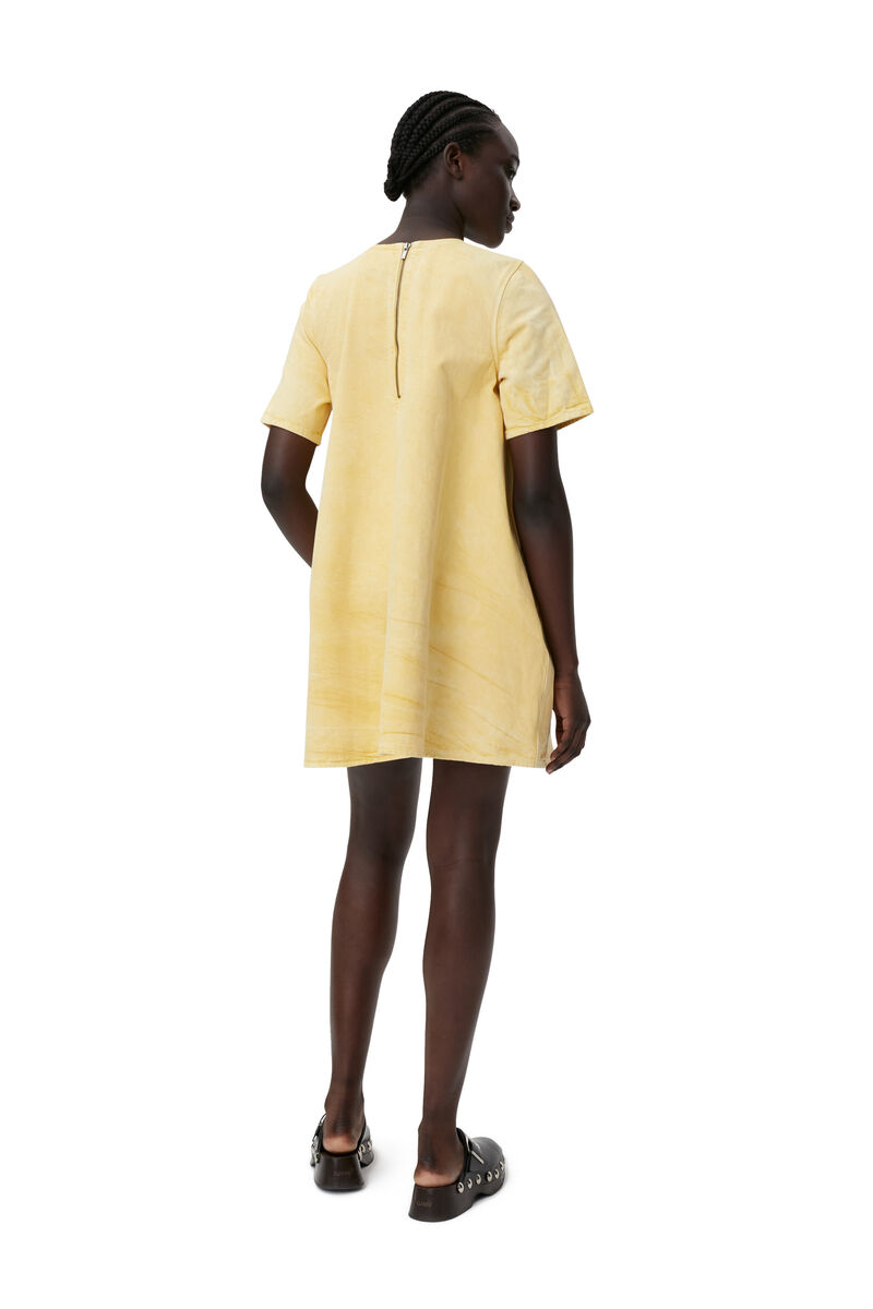 Robe courte trapèze, Cotton, in colour Natural Yellow - 5 - GANNI