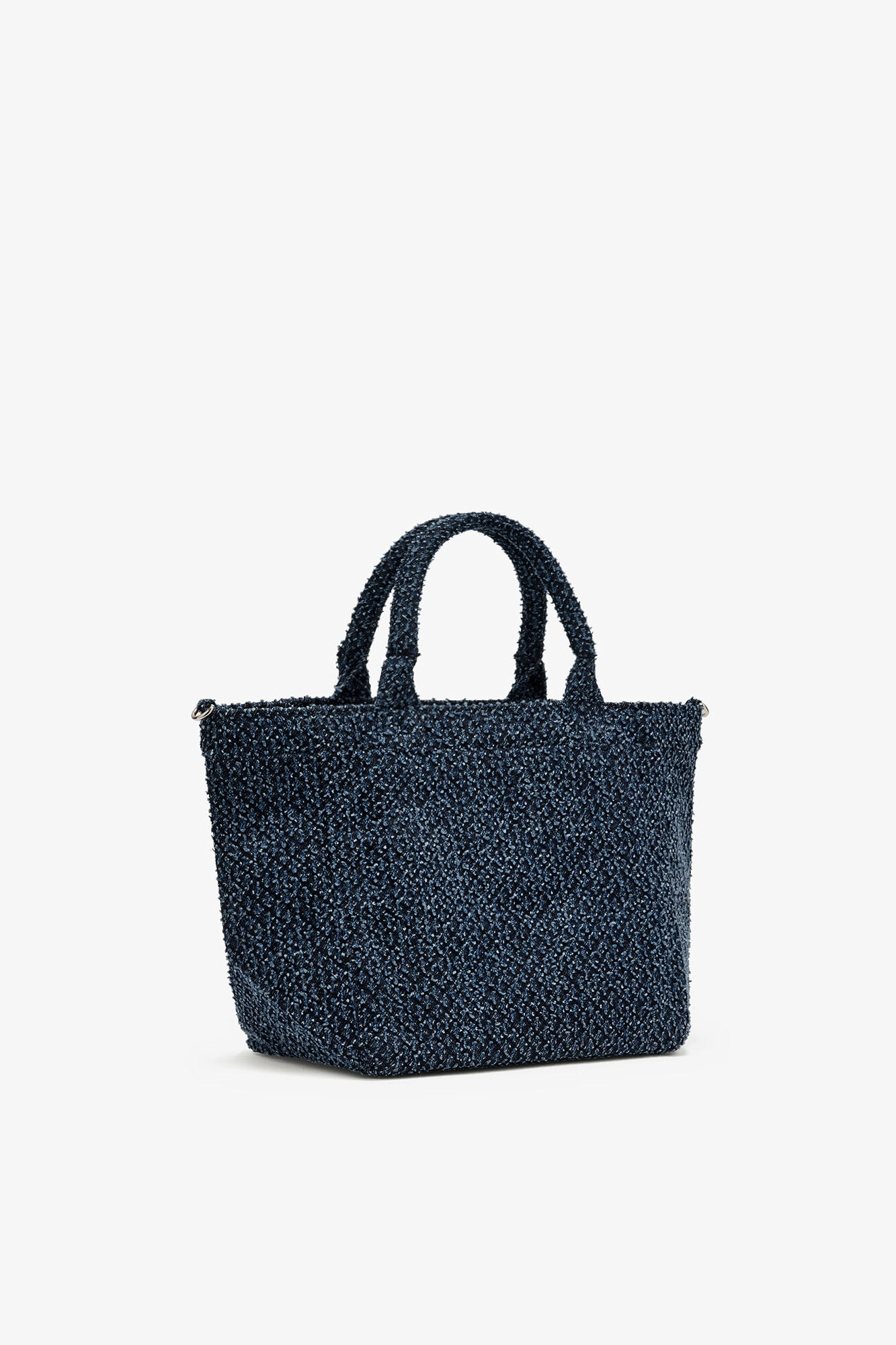 Tweed Denim Small Bear Tote, Organic Cotton, in colour Rinse - 2 - GANNI
