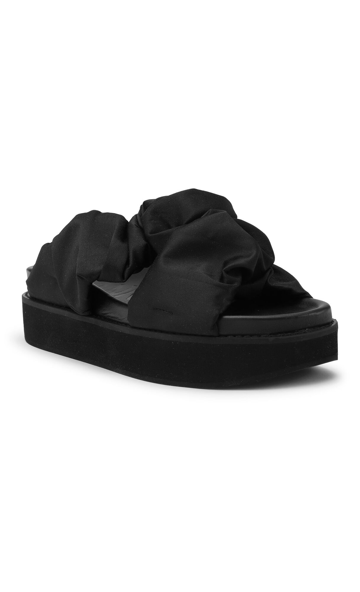 Black Low Flatform Ruched Sandals Ganni It