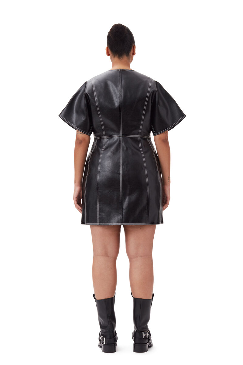 Black Future Oleatex Fitted Shaped Sleeve Mini Kleid, Cotton, in colour Black - 7 - GANNI