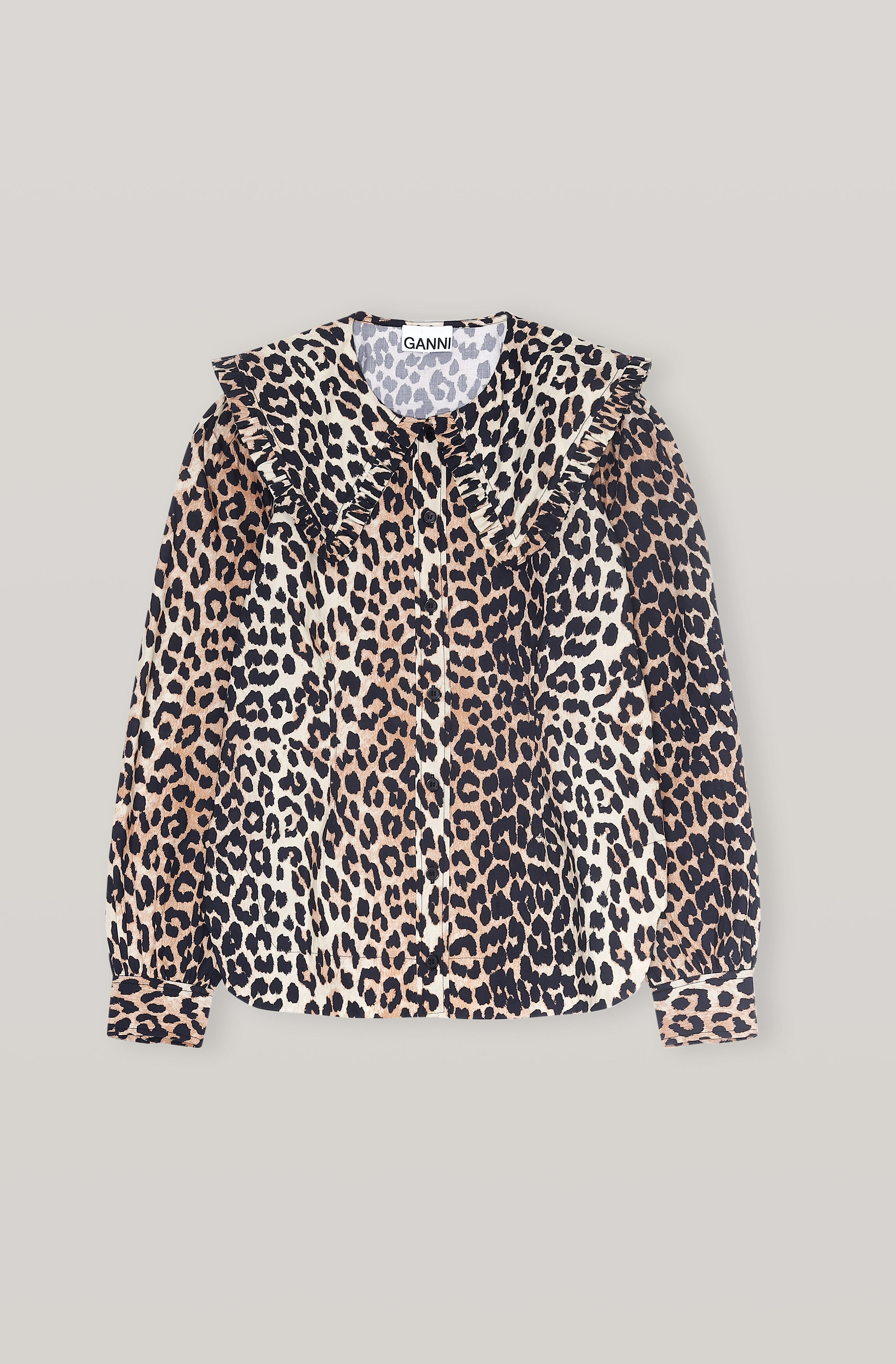 Ganni Printed Cotton Poplin Shirt In 