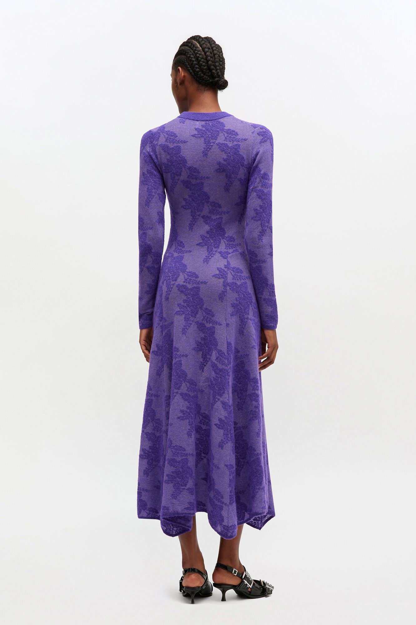 Purple Sheer Flower Dress, in colour Passion Flower - 2 - GANNI
