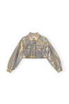 Gold Denim Trucker Jacket, Cotton, in colour Gold - 1 - GANNI