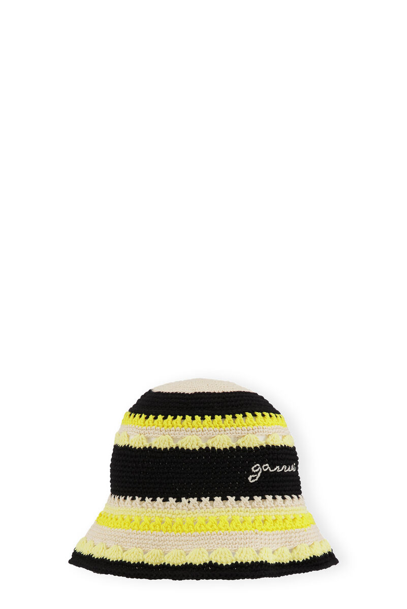 Crochet Bucket Hat, Cotton, in colour Golden Kiwi - 1 - GANNI
