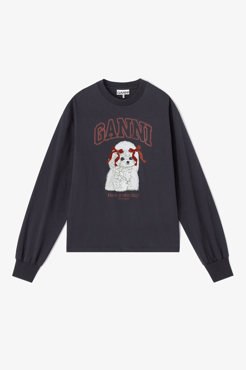Grey Poodle Longsleeve, in colour Phantom - 1 - GANNI