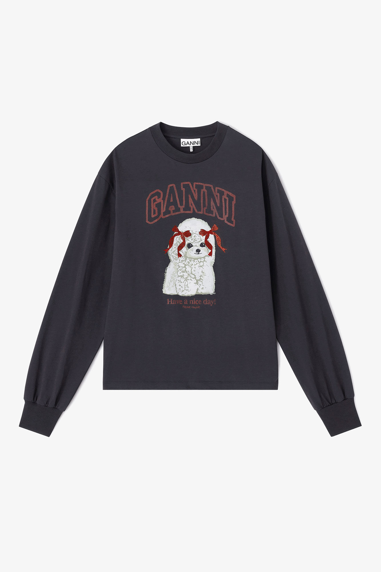 Grey Poodle Longsleeve, in colour Phantom - 1 - GANNI