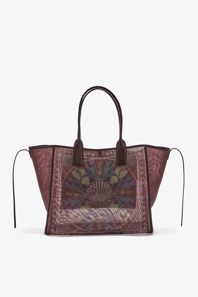 Tote in Printed Mesh, Chicory Coffee