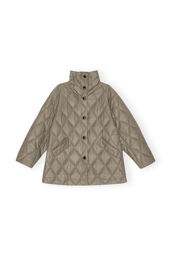 Brown Shiny Quilt Jacket, Fallen Rock
