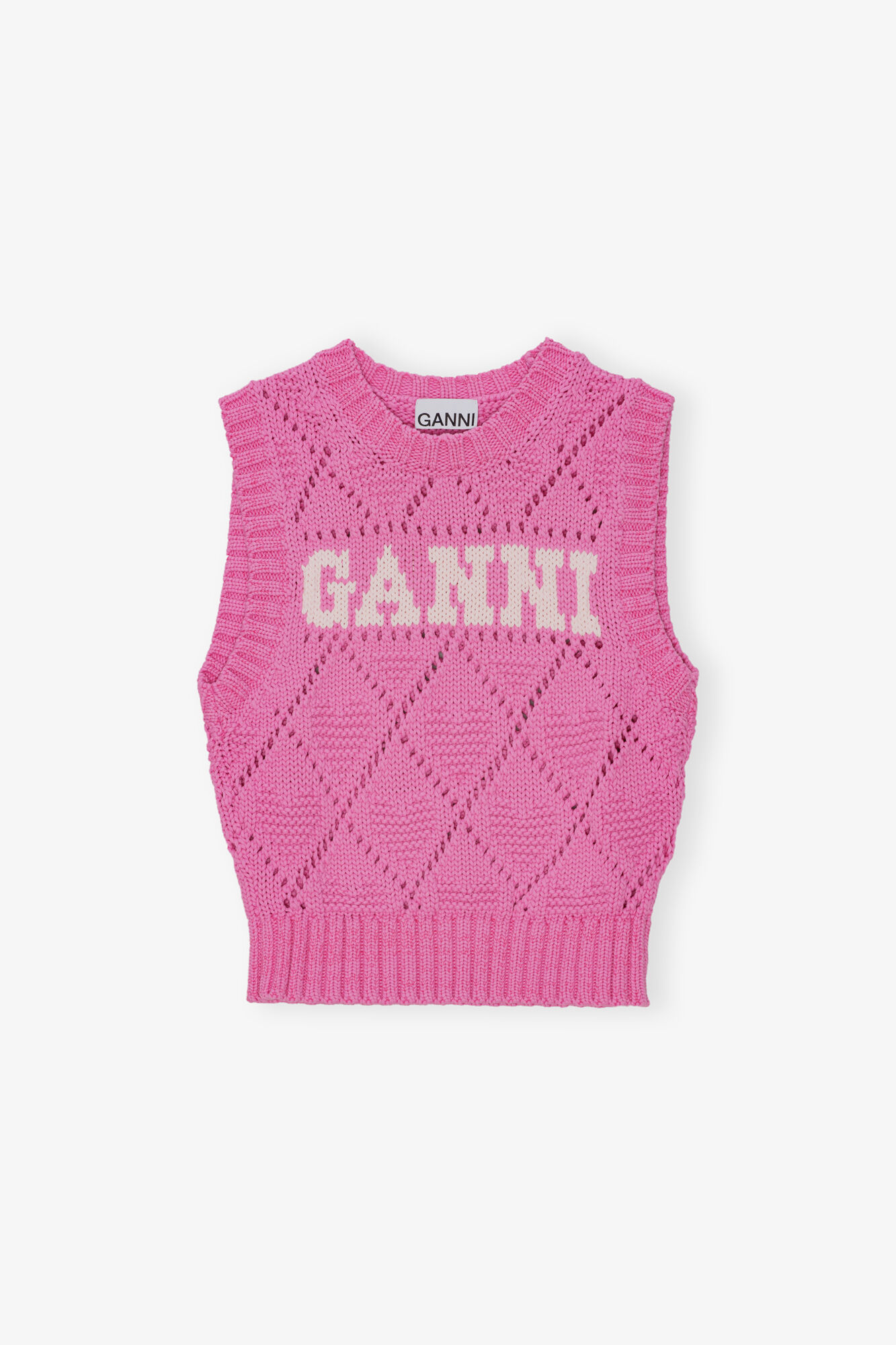 Pink Vest, Organic Cotton, in colour Rose Violet - 1 - GANNI